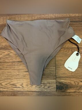 Prana Lahari High-Rise Bikini Bottom Small Carob NEW Beach Resort Taupe